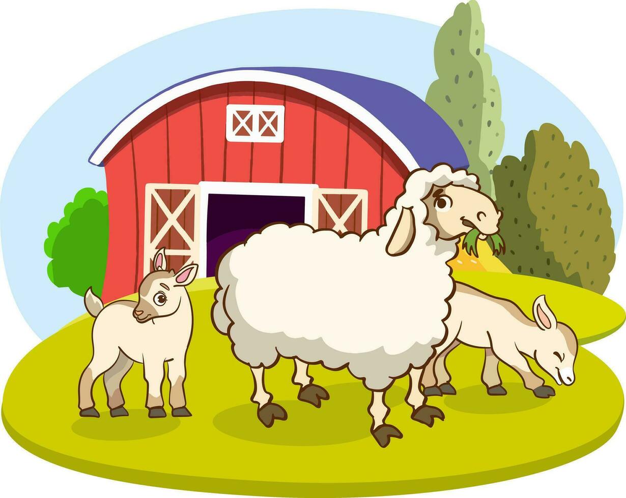 vector ilustración dibujos animados de contento granja animales