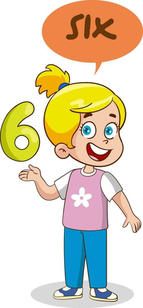 teaching numbers to children six vector