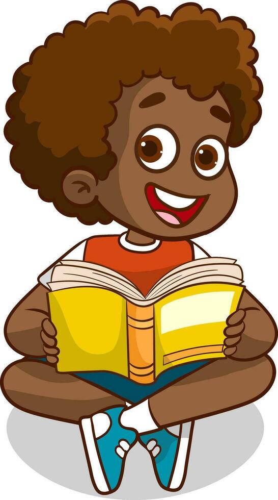 children reading book. kids studying with a book. Vector illustration