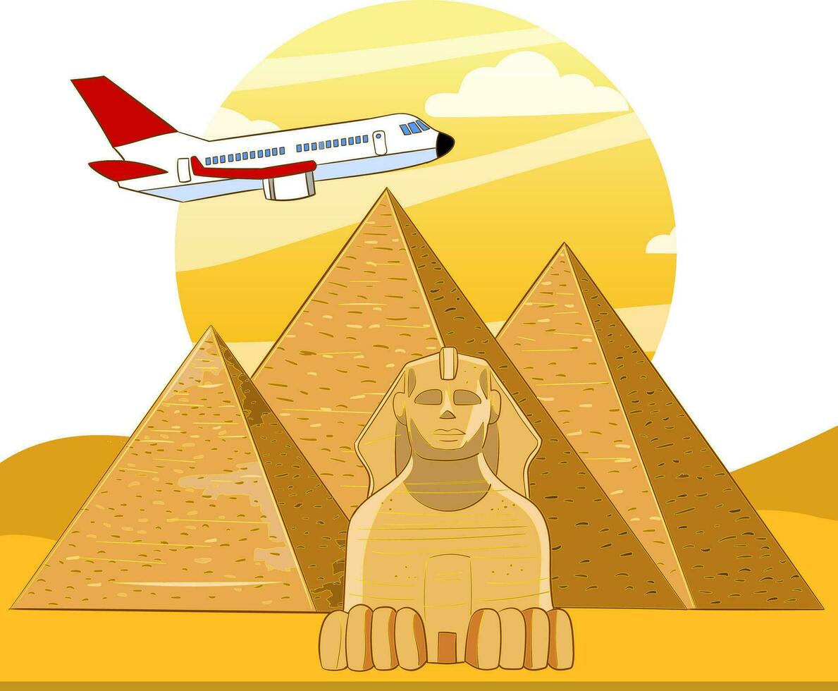 ancient egyptian and pyramids cartoon vector