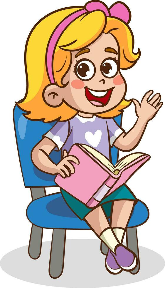 children reading book. kids studying with a book. Vector illustration