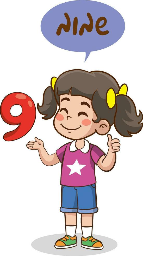 teaching numbers to children nine vector
