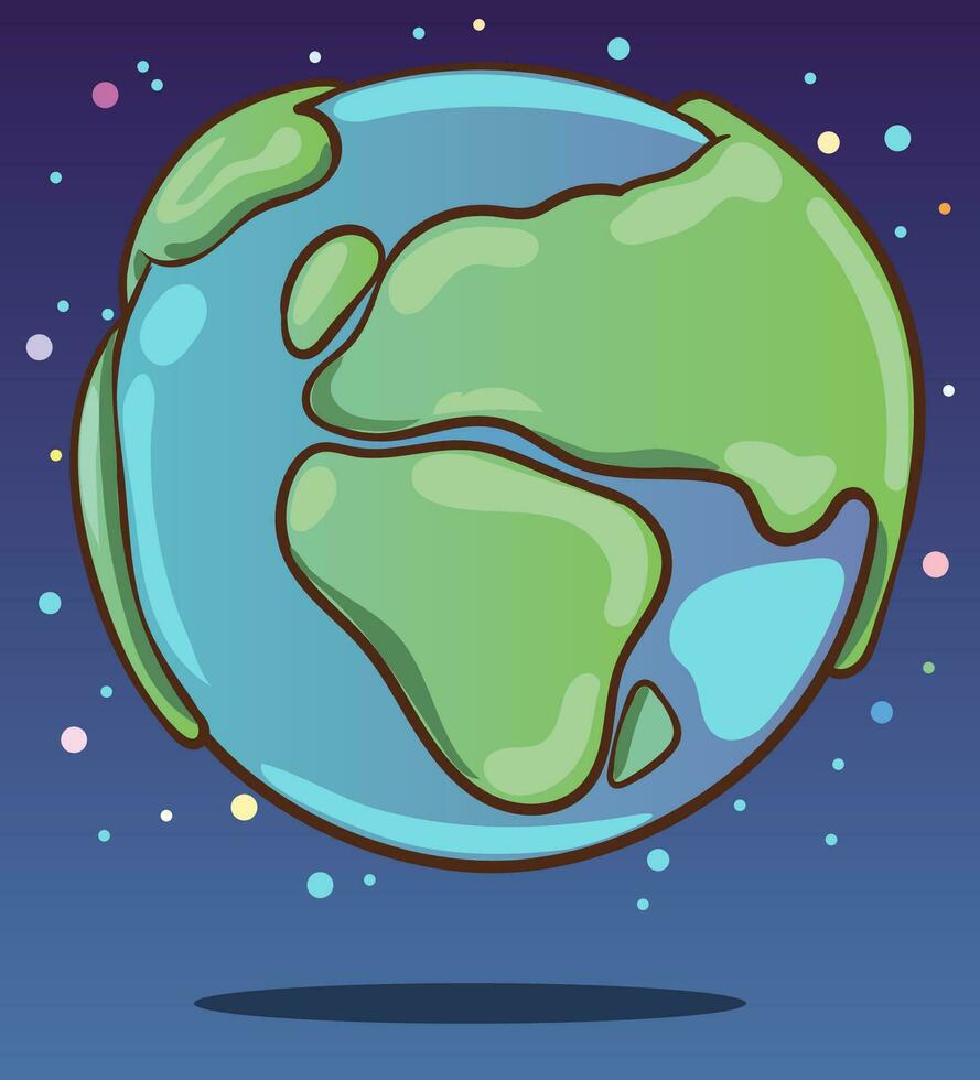 Cartoon planet Earth vector icon on white background. Earth day or environment conservation concept. Save green planet concept