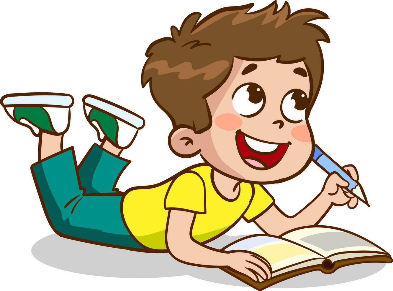 children reading book. kids studying with a book. Vector illustration