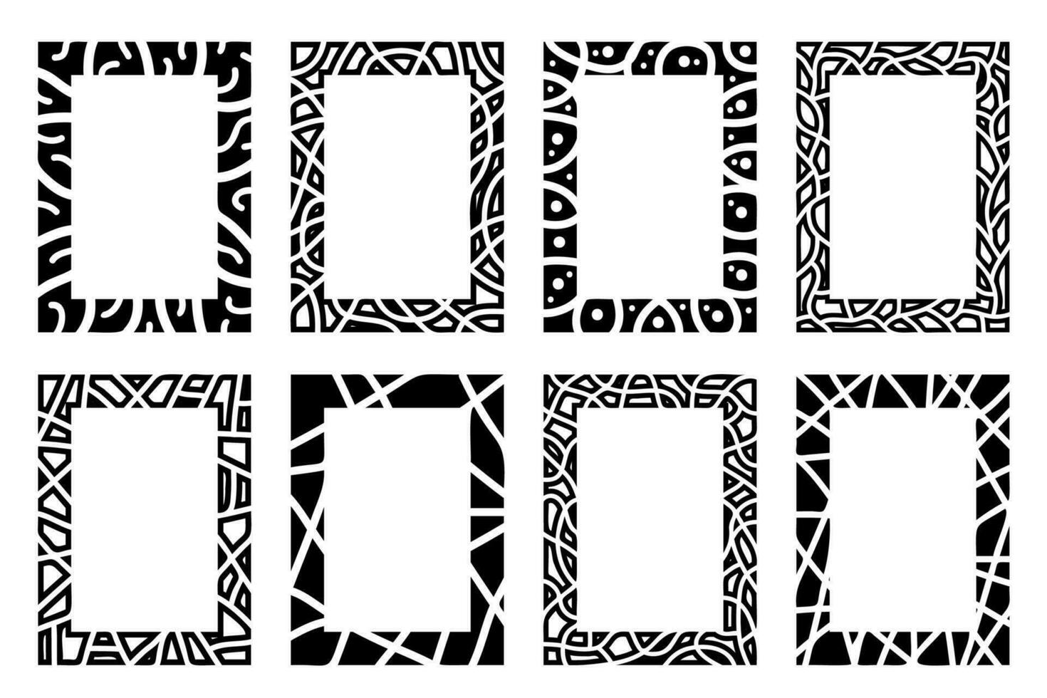 Black rectangle vertical mosaic frames. Frames collection, monochrome
