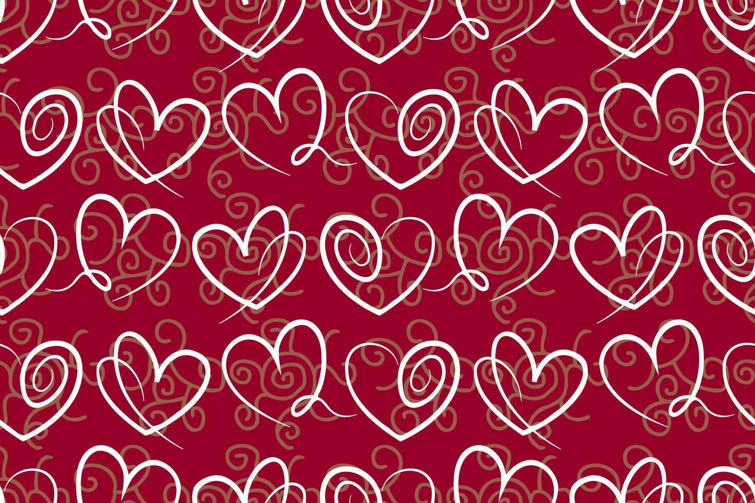 seamless hearts pattern. Line art white hearts with continuous line. Abstract heart pattern for Valentine's day, invitation cards, wallpaper design, postcards, textile, wrapping paper and other. vector