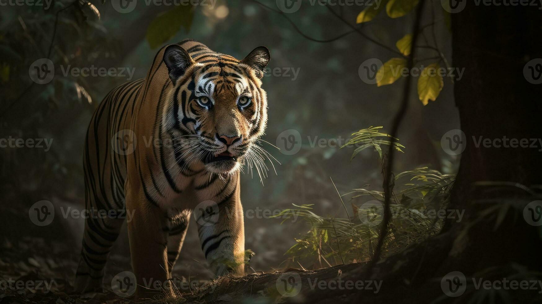 A Bengal Tiger, stalking its prey in the heart of the jungle photo