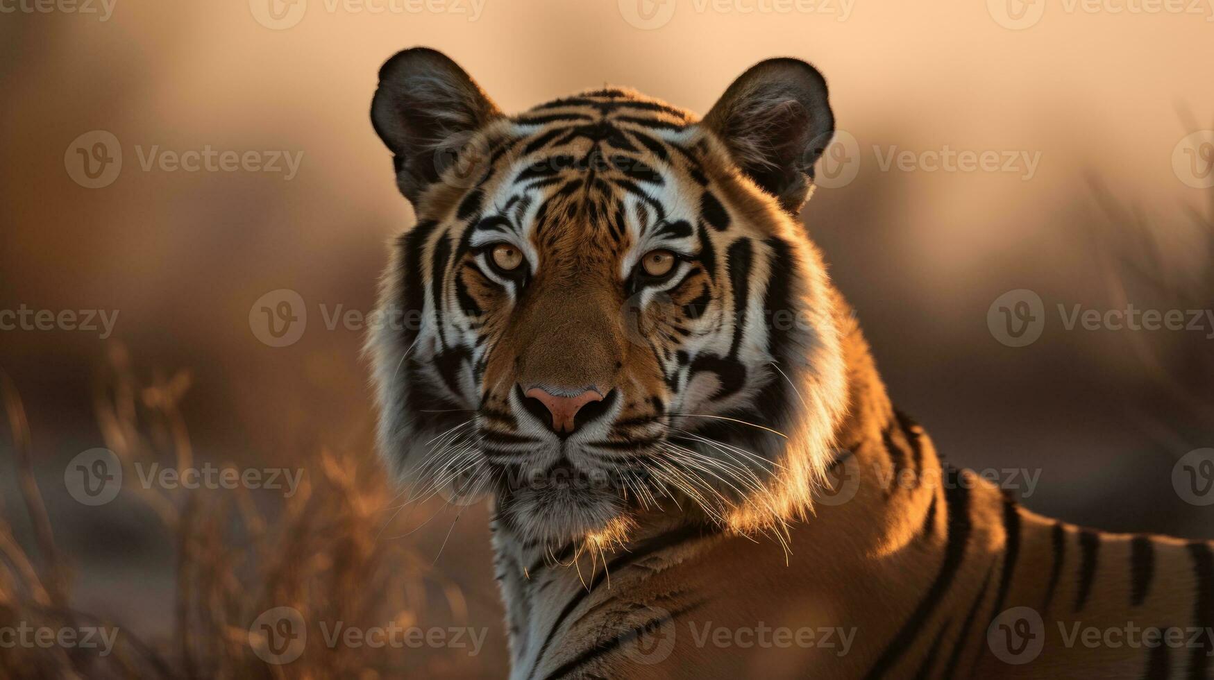 un Bengala Tigre en a medio paso, sus poderoso músculos ondulación debajo sus dorado piel foto