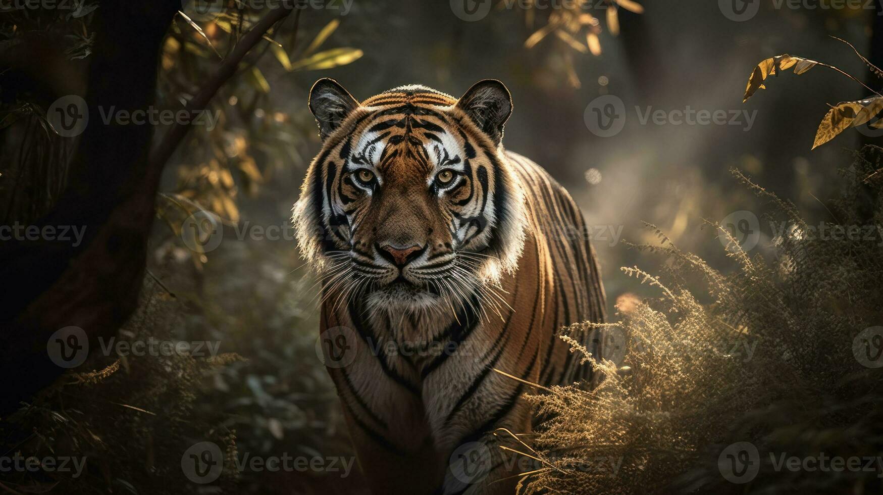 A Bengal Tiger, stalking its prey in the heart of the jungle photo