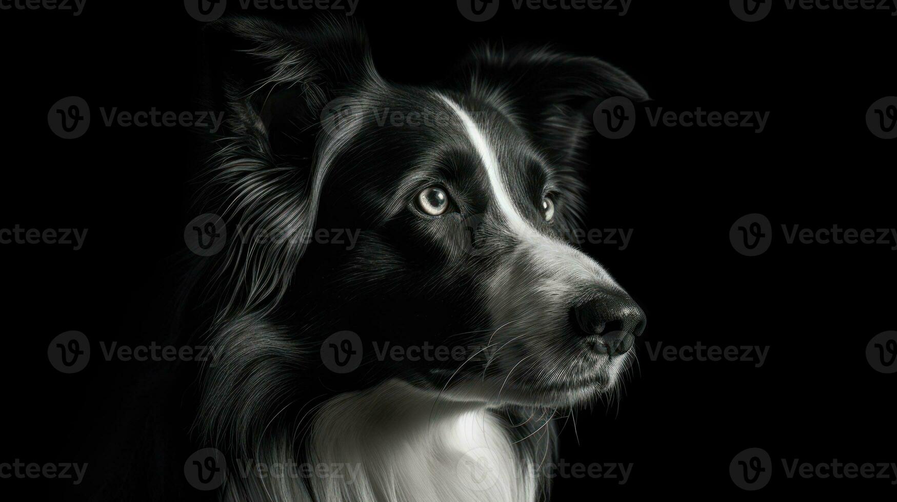 Border Collie, its striking coat marked by stark black and white patterns photo