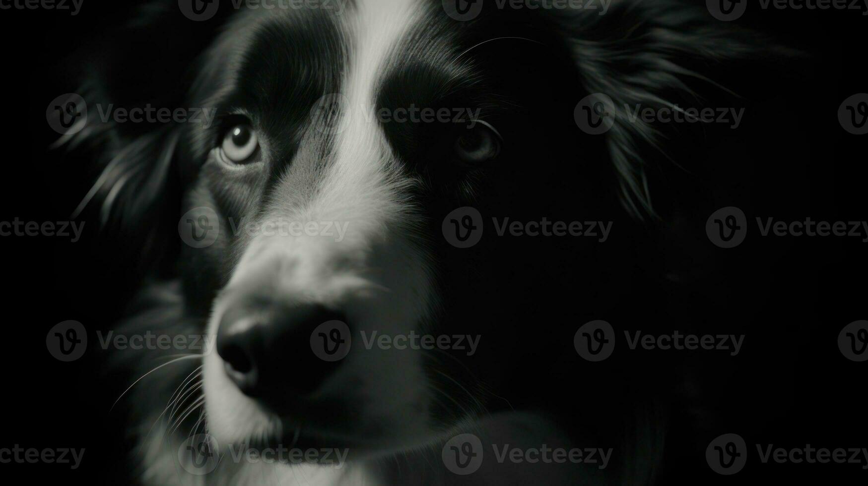 Border Collie, its striking coat marked by stark black and white patterns photo