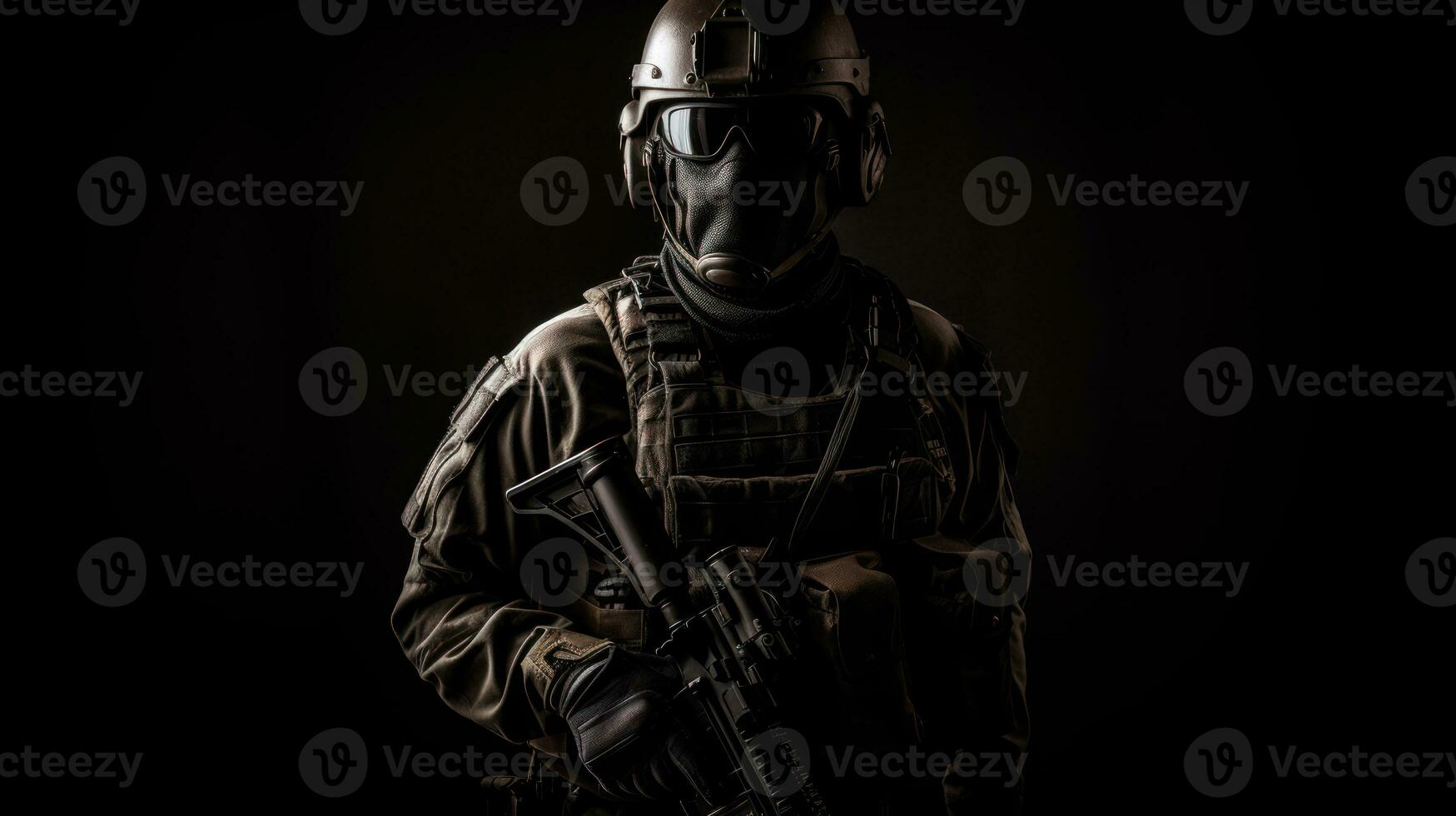 Special forces soldier, a SWAT team member in full gear photo