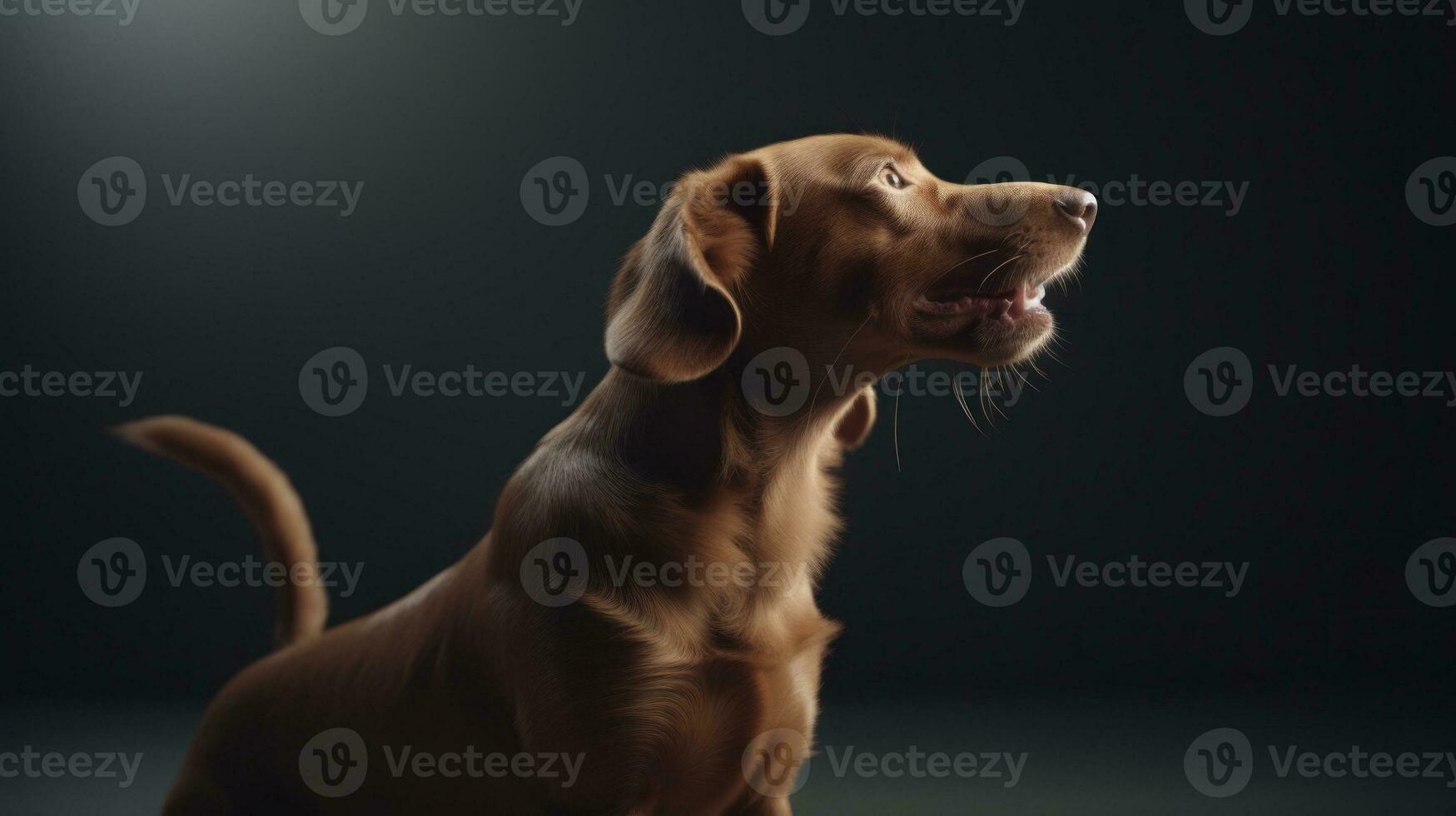 A dog excitedly wagging its tail as it hears a familiar sound photo