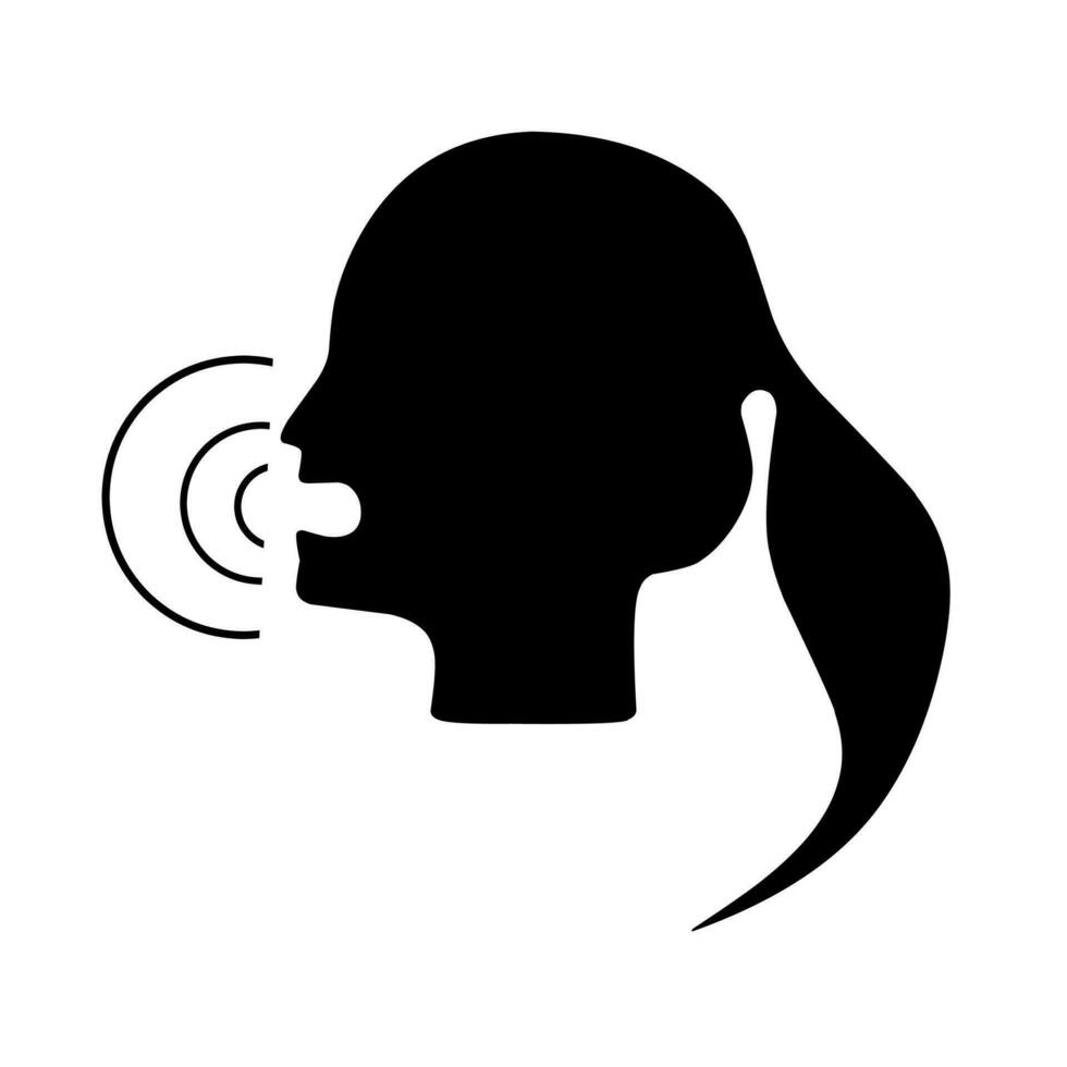 hablando icono. voz controlar y interacción. mujer concepto aislado en blanco antecedentes. vector ilustración