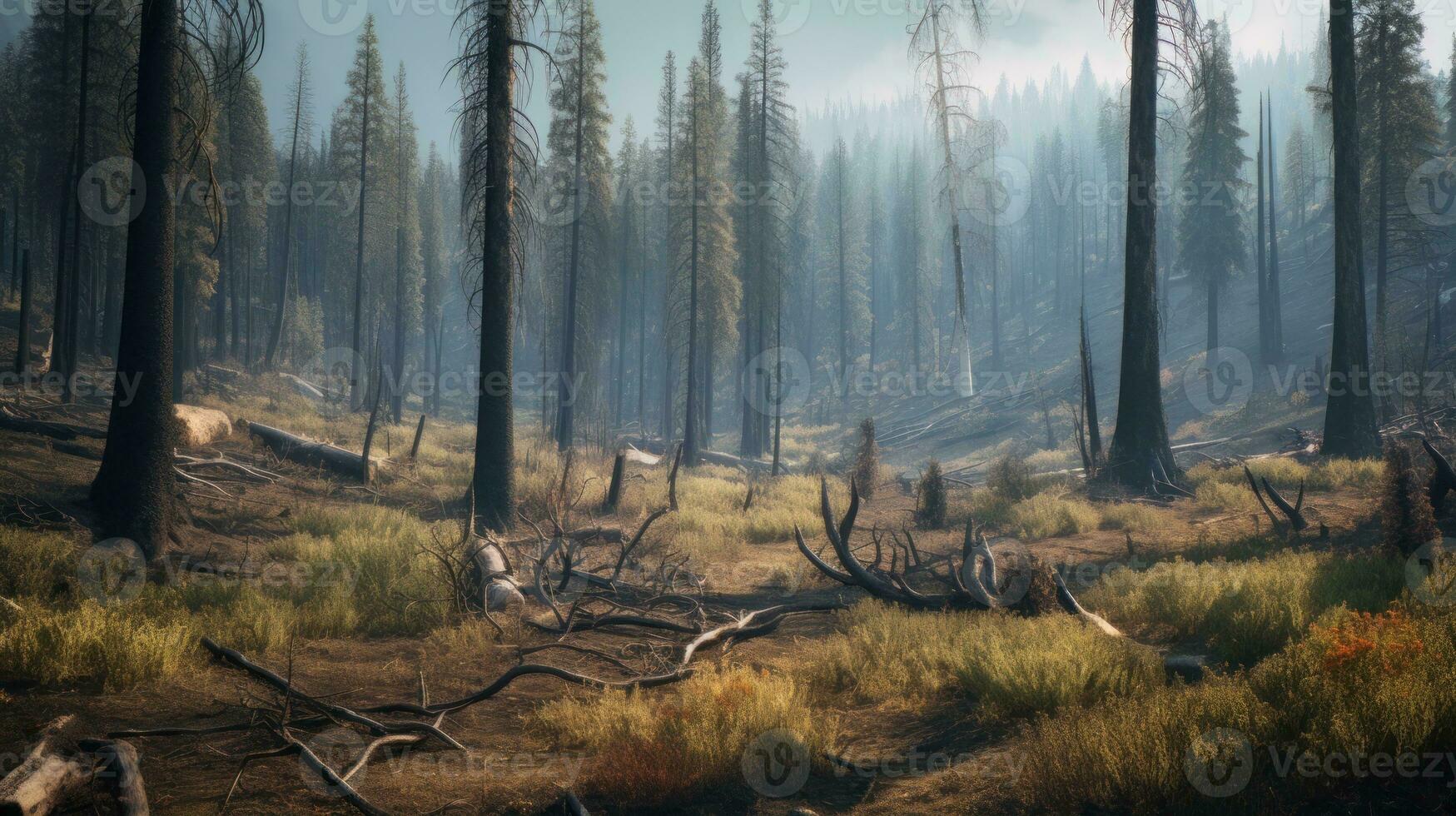 A forest recovering after a wildfire photo