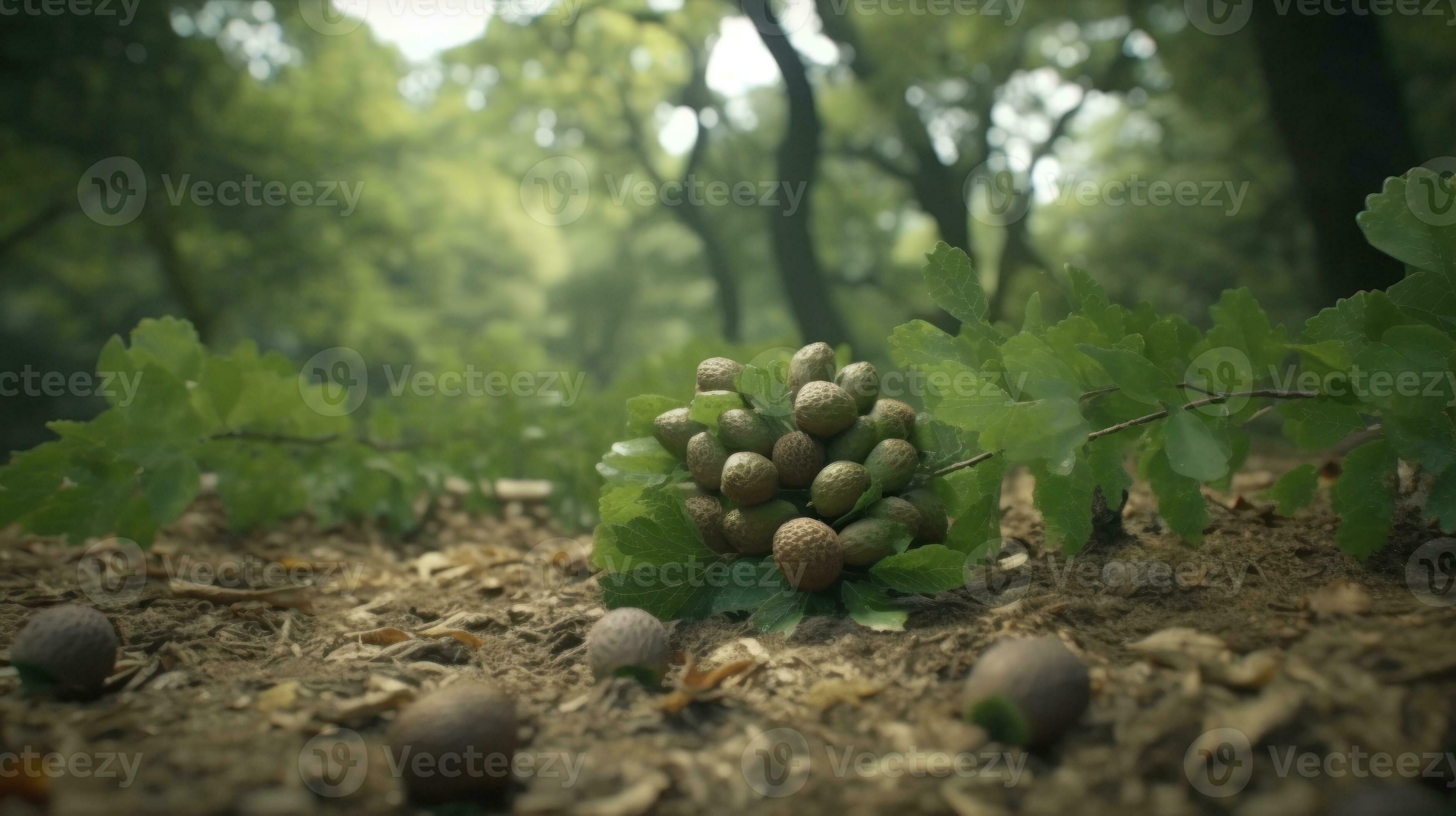 An oak tree dropping its acorns in a quiet forest 26004488 Stock Photo