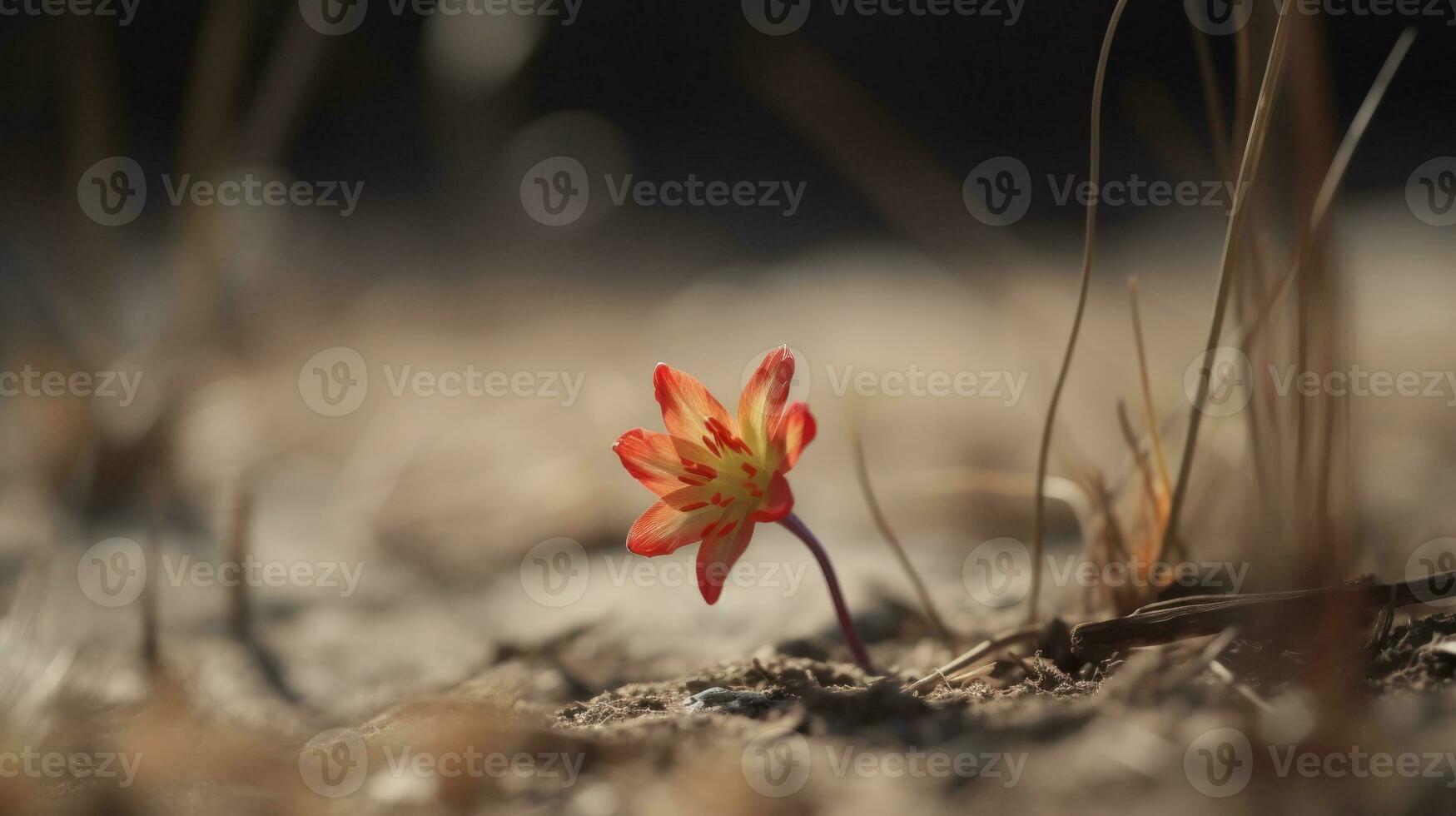 The first flower blooming at the end of a long winter photo
