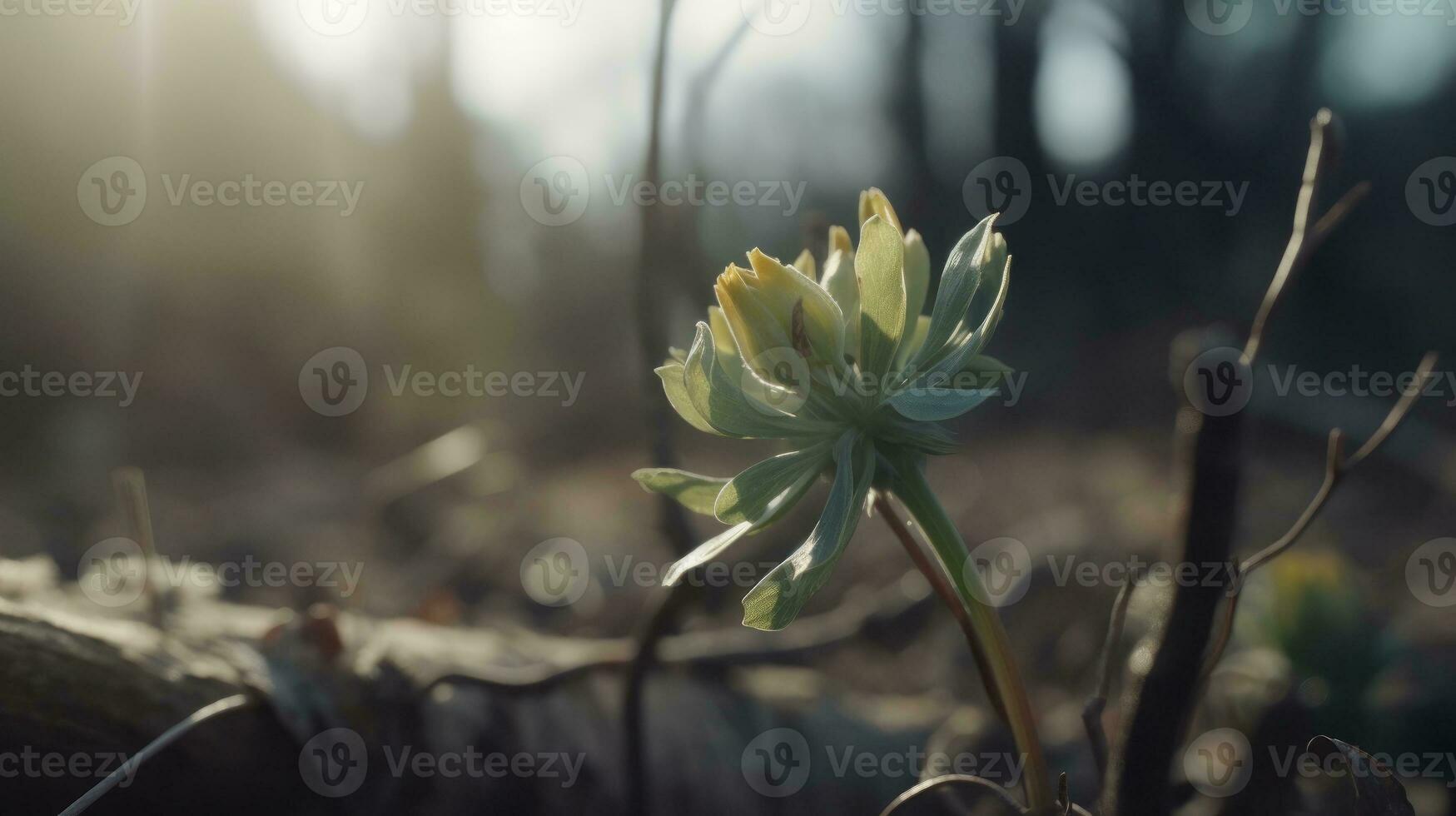 The first flower blooming at the end of a long winter photo