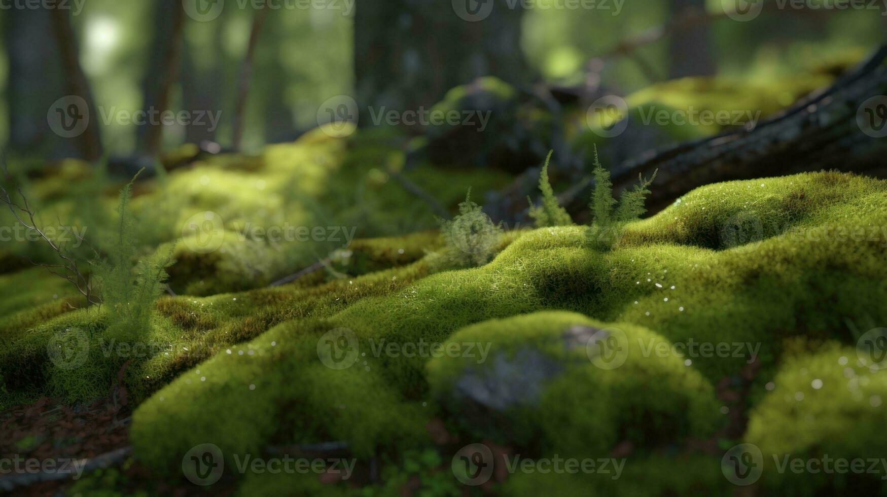 The slow growth of moss on the north side of the trees photo