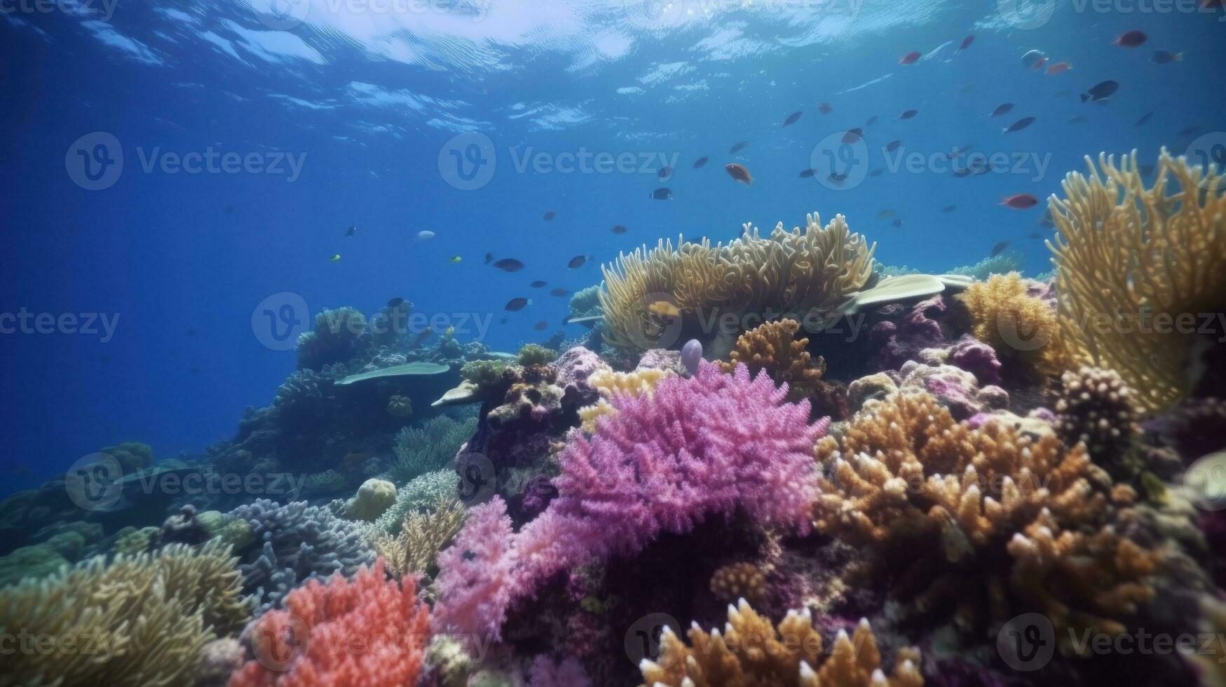 The vibrant bloom of an underwater coral reef photo
