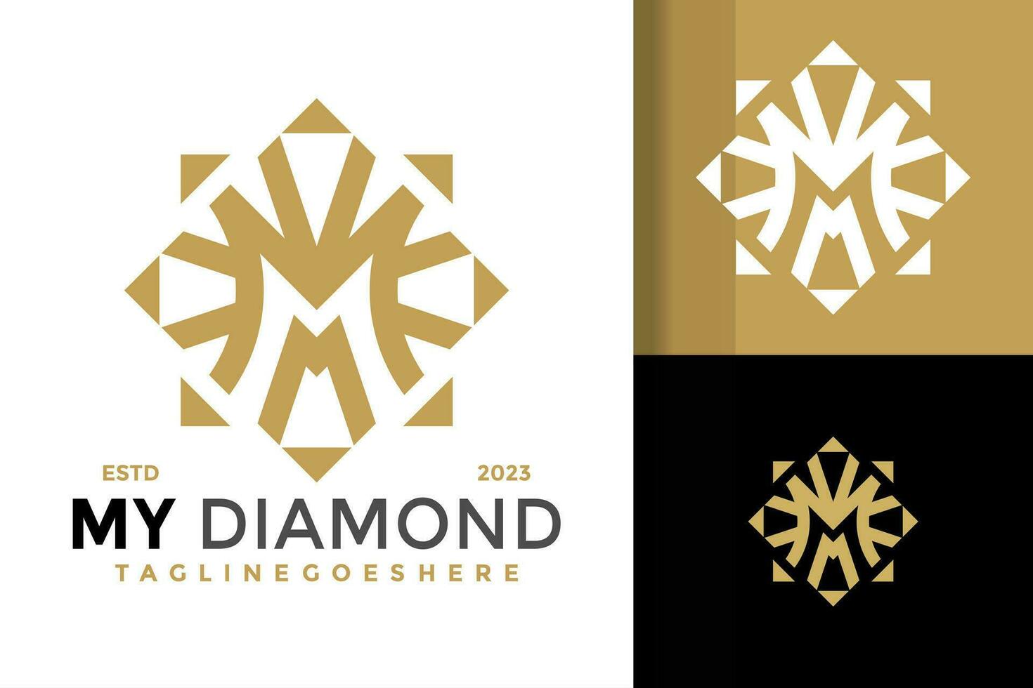 Luxury letter M diamond logo design vector symbol icon illustration