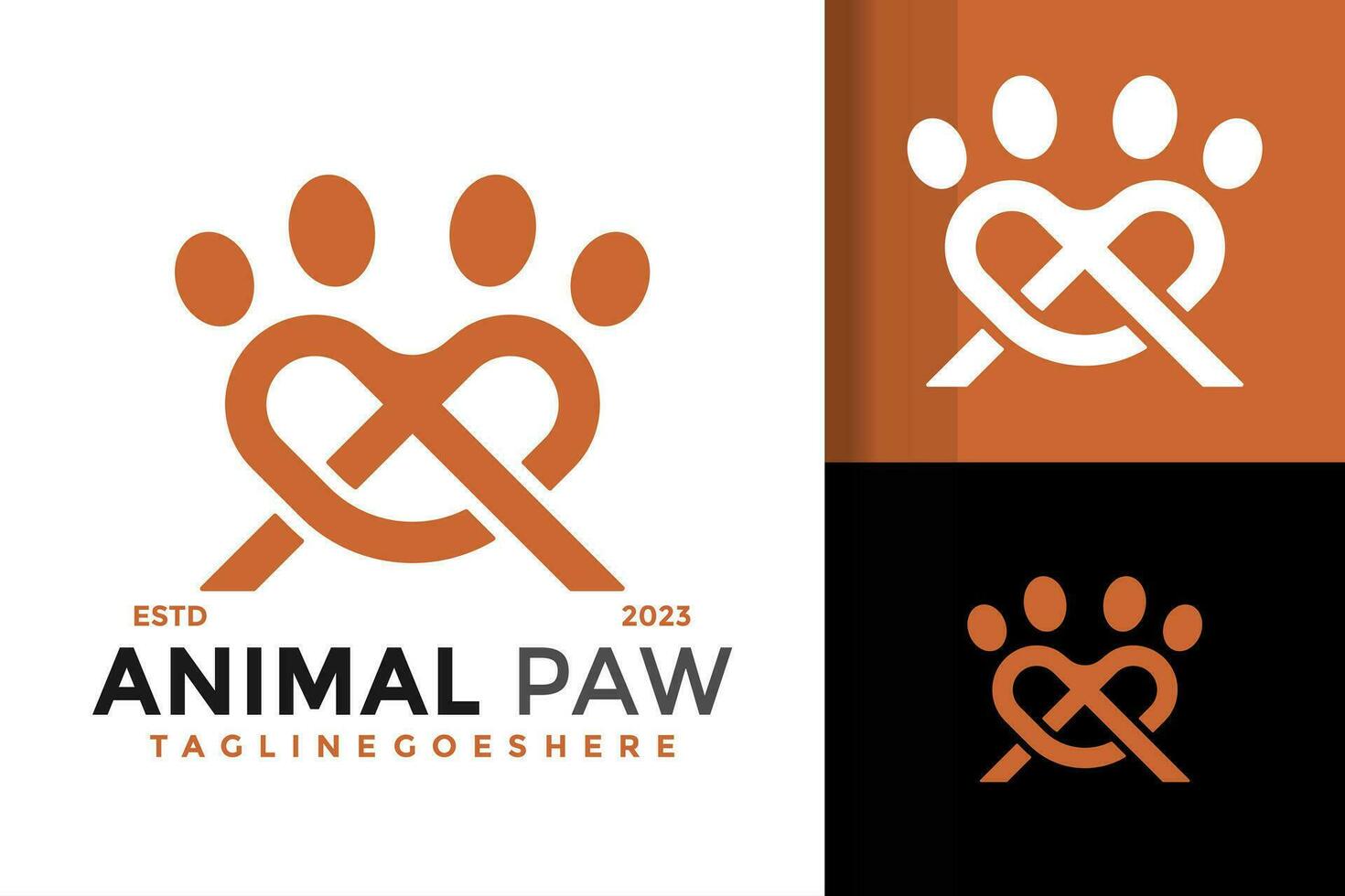 Letter A animal paw logo design vector symbol icon illustration