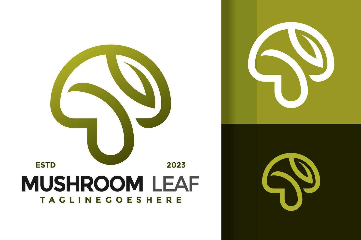 Nature mushroom leaf logo design vector symbol icon illustration