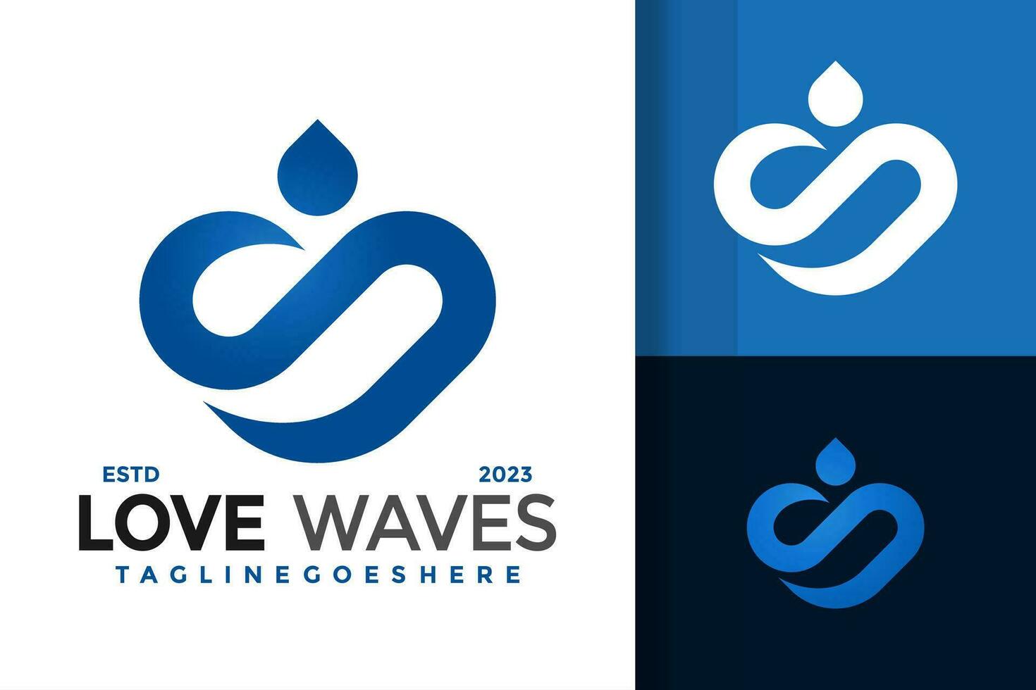 Letter S Love Waves Drop logo design vector symbol icon illustration