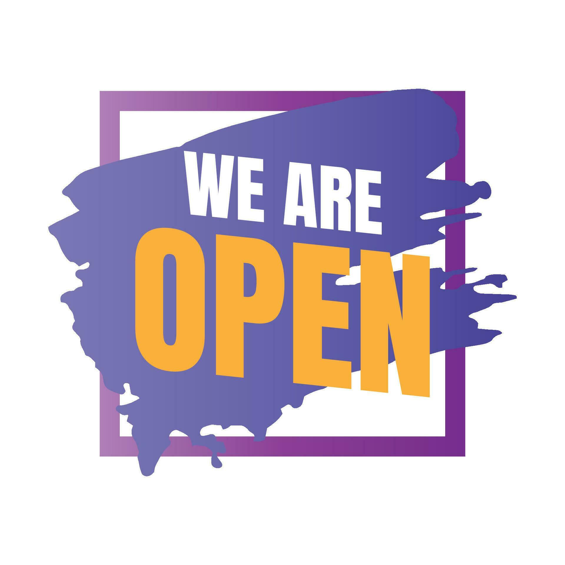We are open today sign design, We are open now social media post icon
