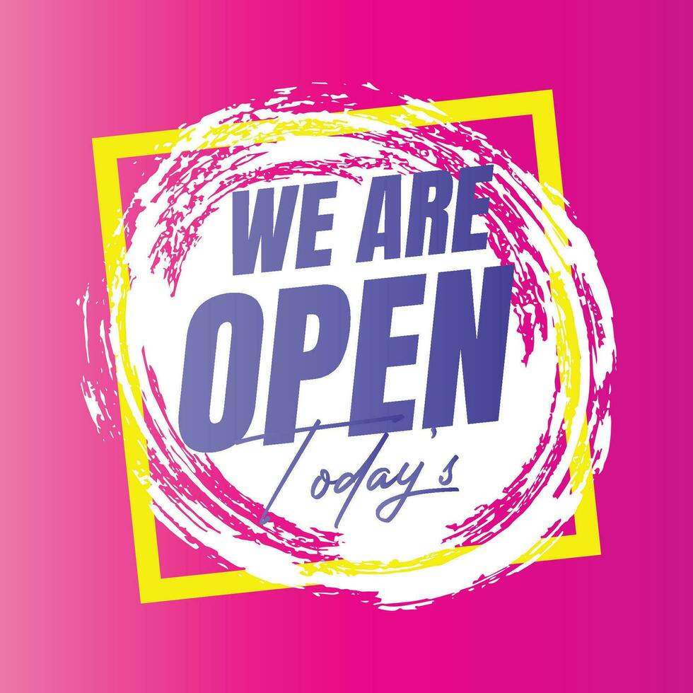 We are open today sign design, We are open now social media post icon, We are open tonight restaurant signboard vector