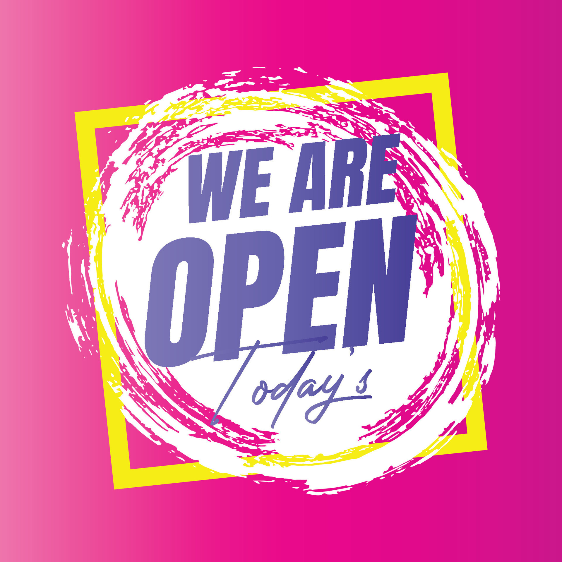 We are open today sign design, We are open now social media post icon, We are open tonight