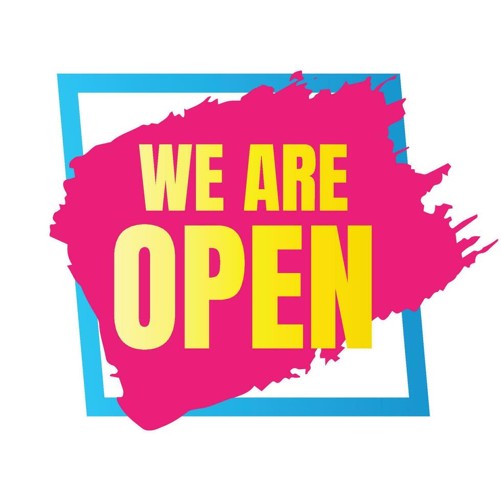 We are open today sign design, We are open now social media post icon, We are open tonight restaurant signboard vector