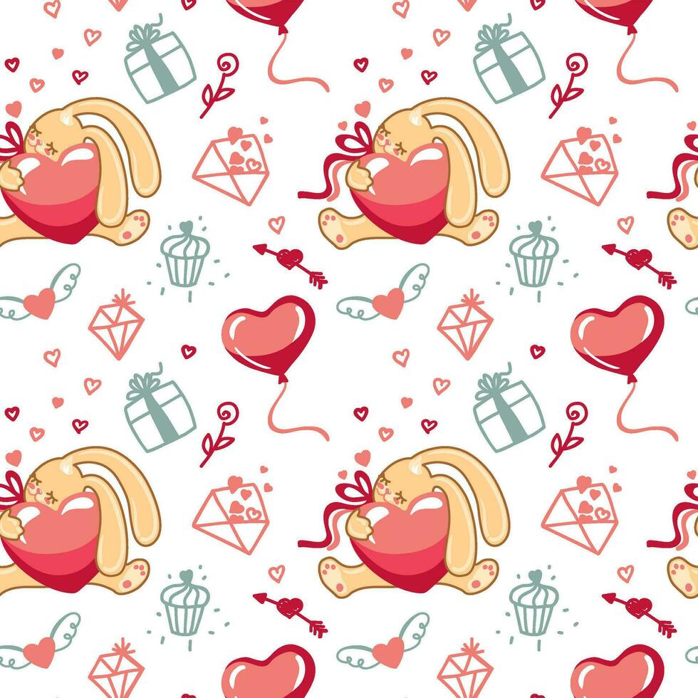 San Valentine's day. Seamless pattern for fabric, wrapping, textile, wallpaper, apparel. Vector
