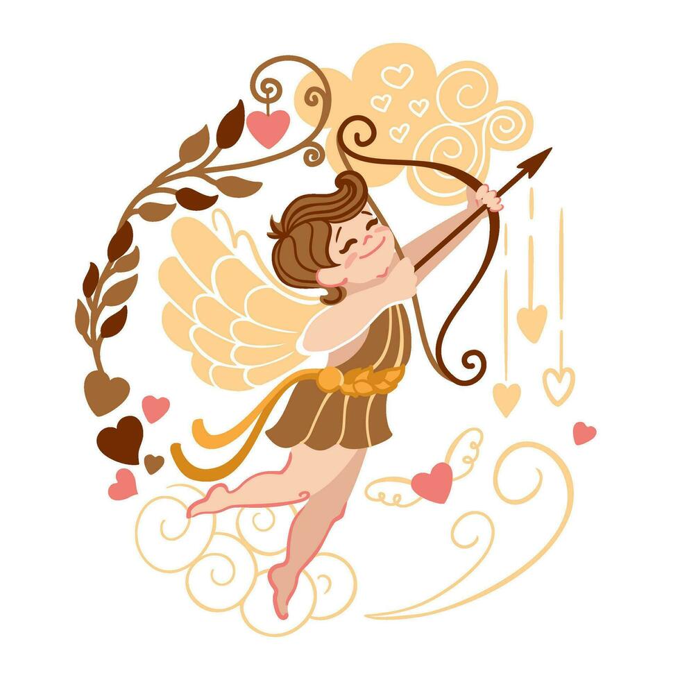 Cupid illustration. San Valentine's Day. Wedding. Celebration. Invitation. Vector