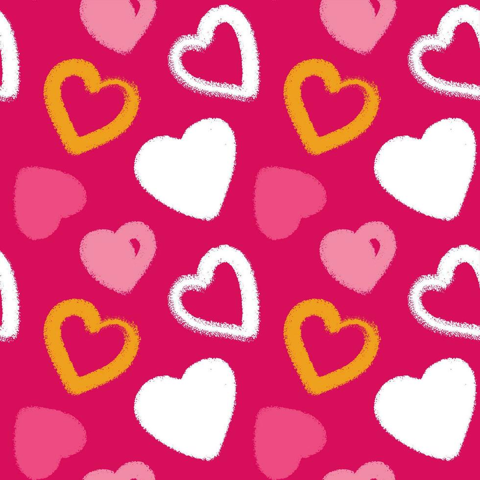 Pink hearts on a fuchsia background. Valentine's Day. Seamless pattern. Vector