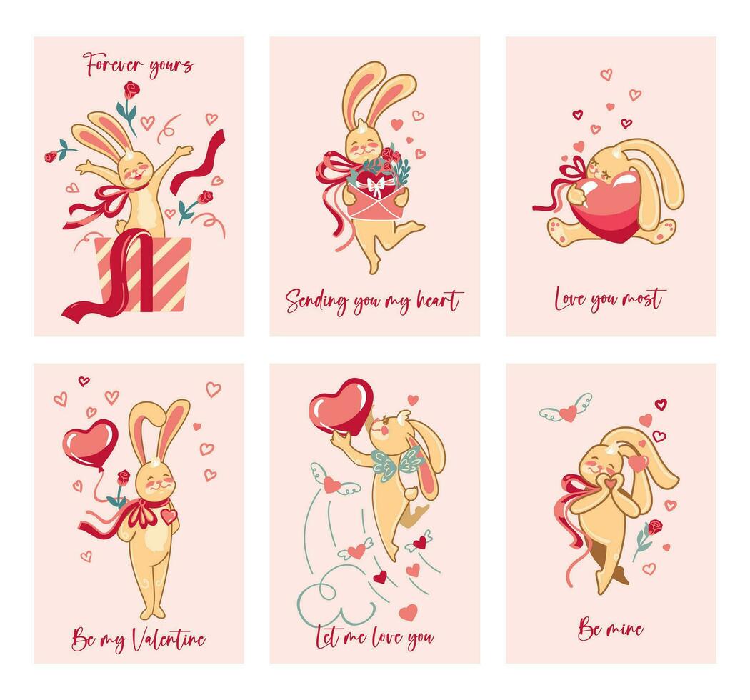 colección san San Valentín ilustración. Conejo en amor. celebracion. vector