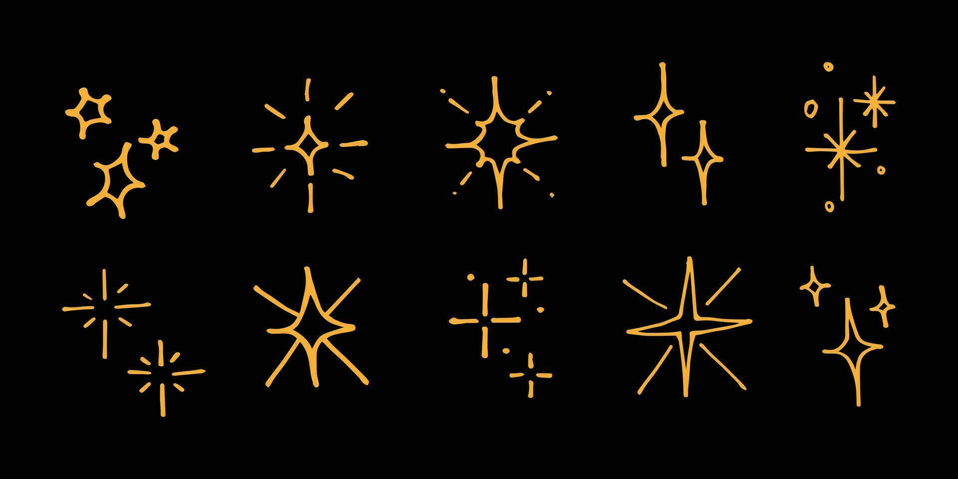 Set of light rays doodle hand drawn vector