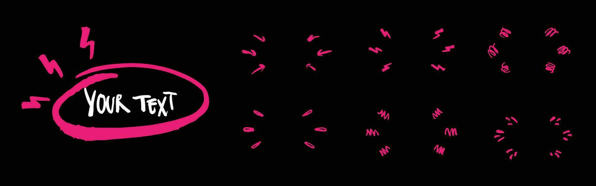 Set of marker doodle copy space vector