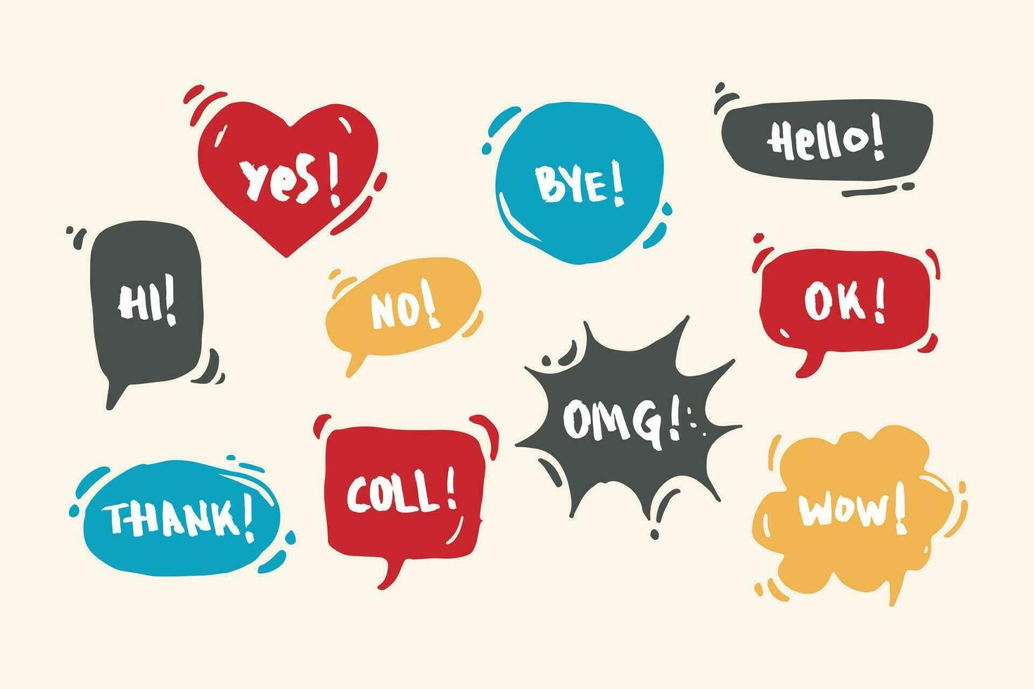 Set of speech bubble in retro style with text vector