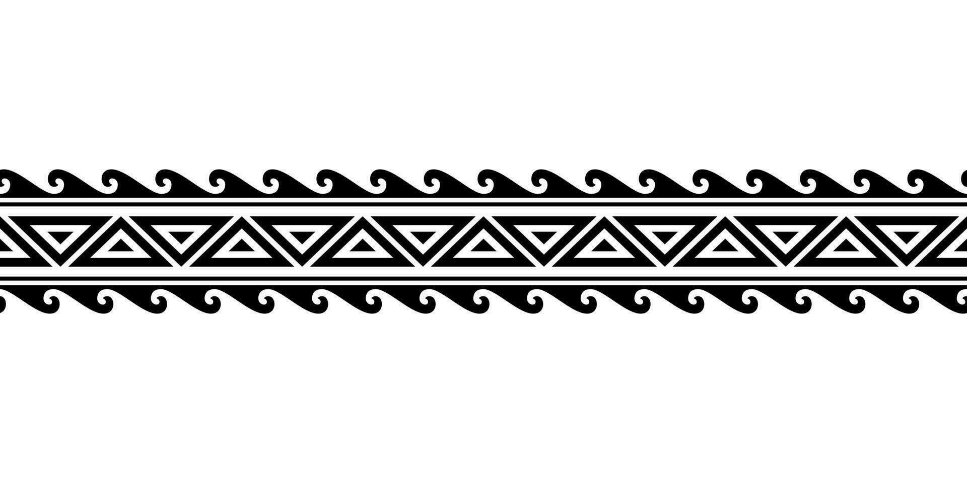 maorí polinesio tatuaje pulsera. tribal manga sin costura modelo vector. samoano frontera tatuaje diseño delantero brazo o pie. brazalete tatuaje tribal. banda tela sin costura ornamento aislado en blanco antecedentes vector