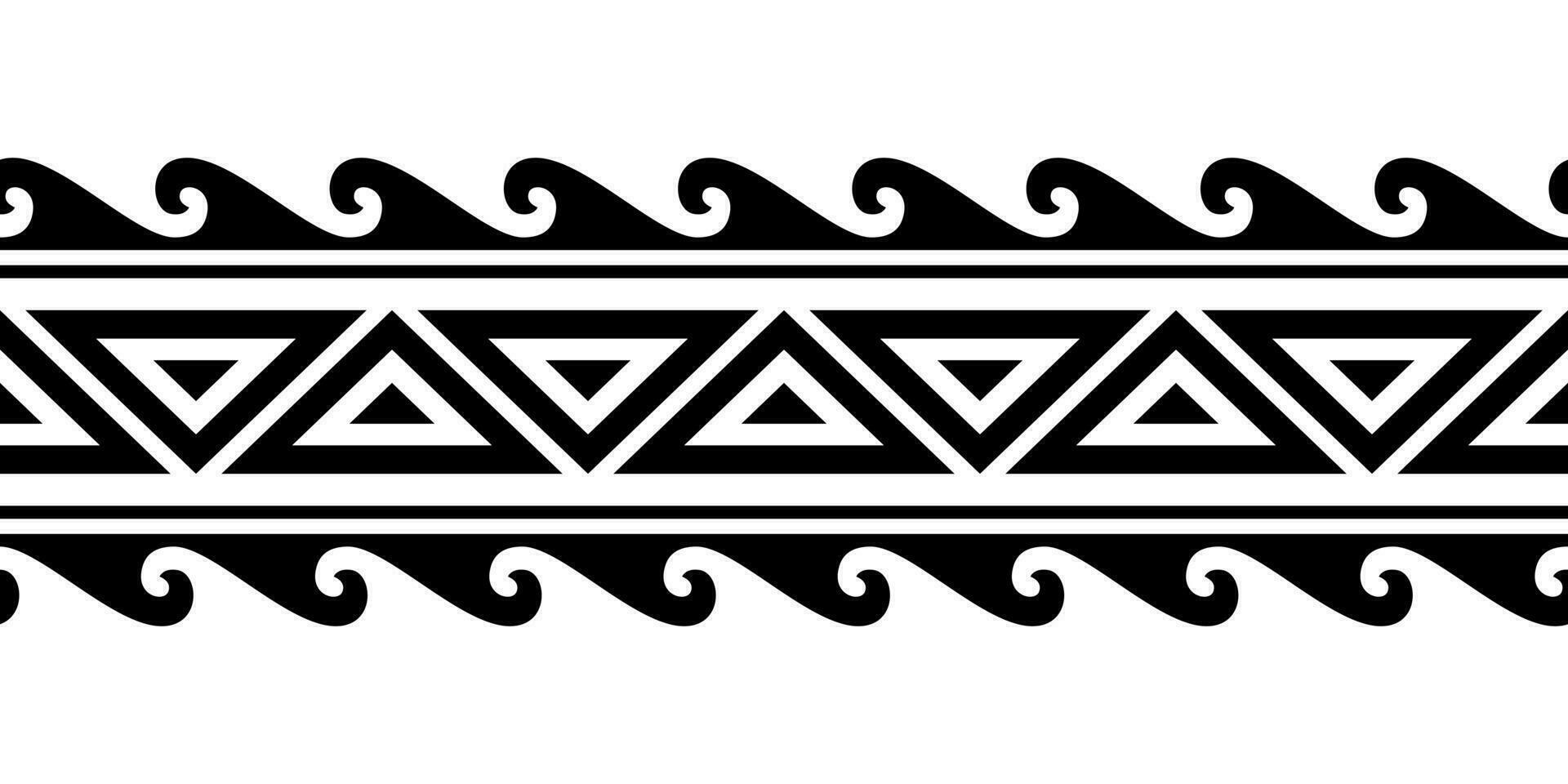 Maori polynesian tattoo bracelet. Tribal sleeve seamless pattern vector ...