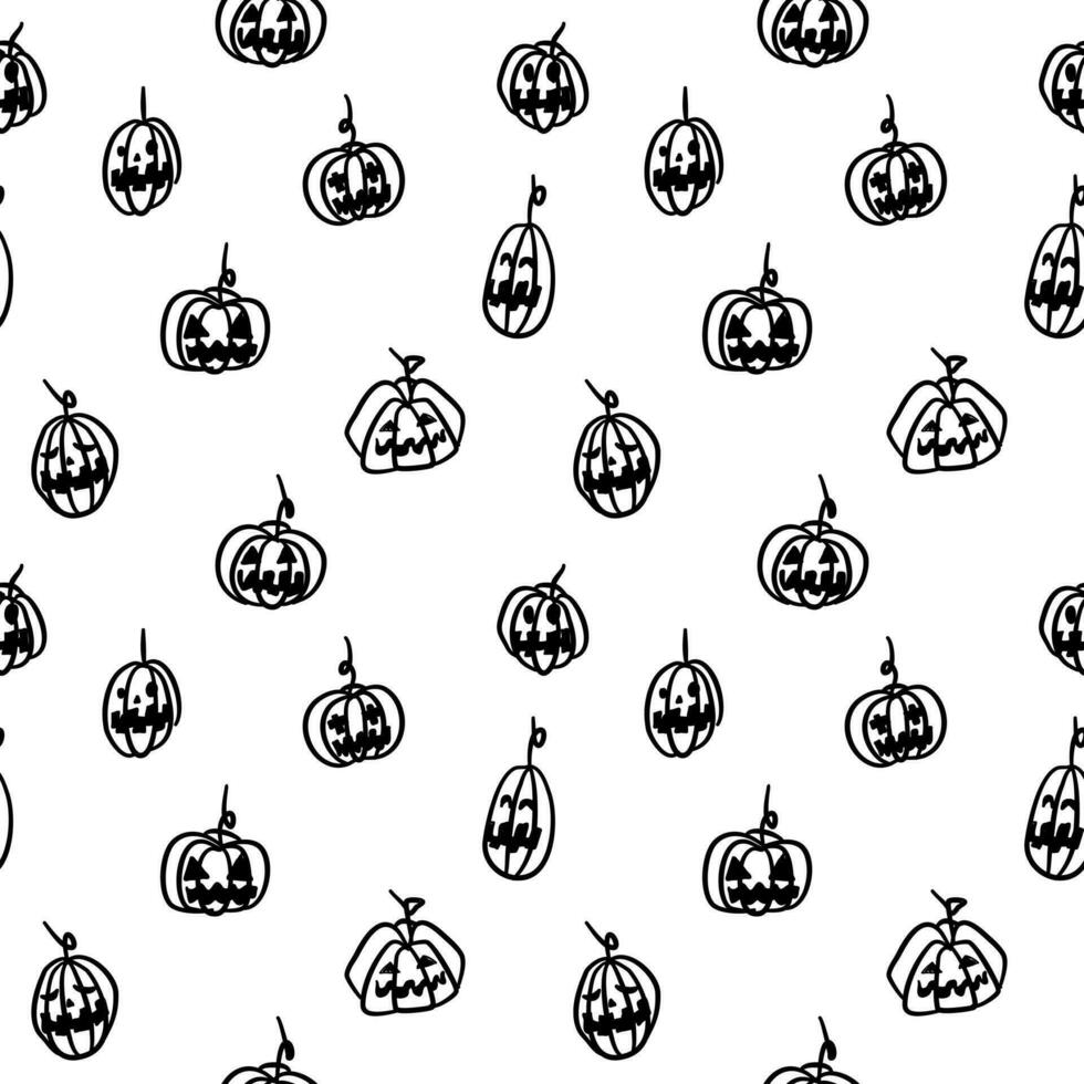 Seamless background with Halloween patterns. Halloween pumpkin sketch. vector
