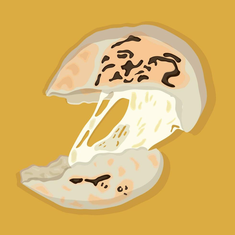 vector illustration of an arepa stuffed with cheese