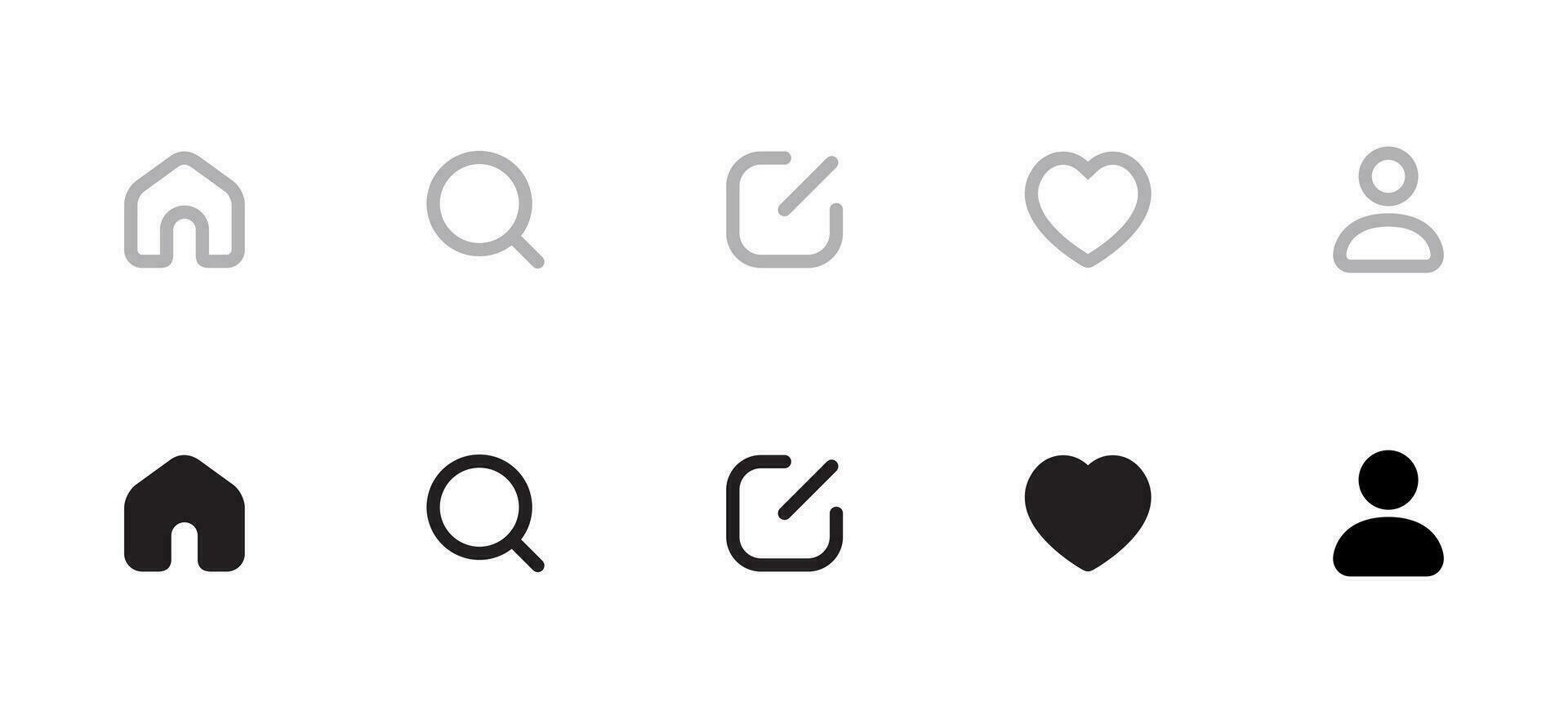 Home, search, new thread, activity, and profile icon vector. Social media elements inspired by threads app vector