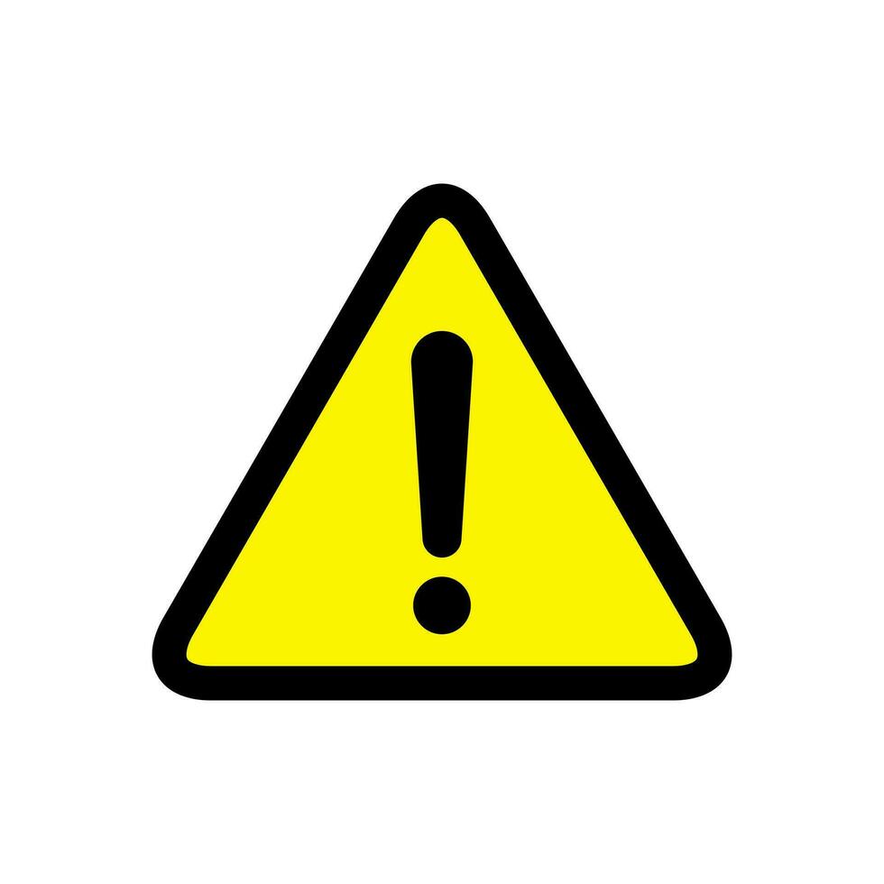 Hazard warning, exclamation mark icon vector in a triangle style