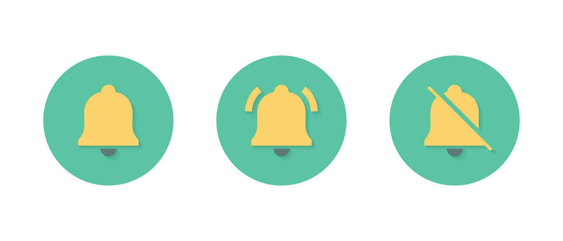 Notification bell icon vector isolated on circle background