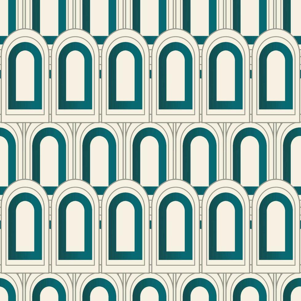 Retro vintage green gradient arches modern seamless pattern. vector