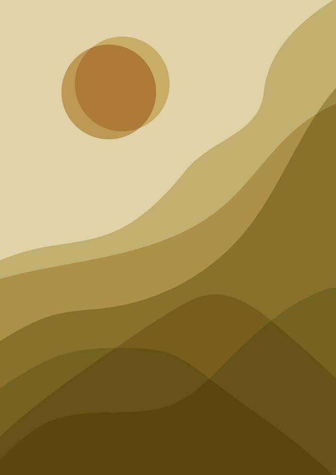 Aesthetic mountains and dunes landscape poster. vector