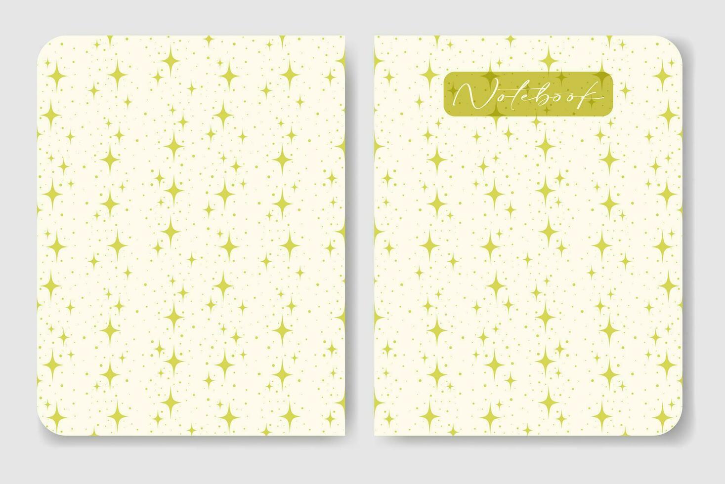 cuaderno cubrir con brillante estrellas en beige antecedentes vector