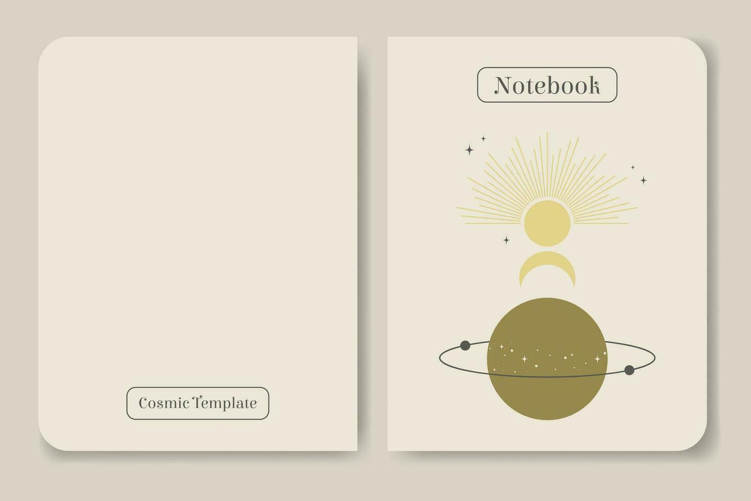 cuaderno cubrir con exterior espacio y planetas Saturno con satélite. vector